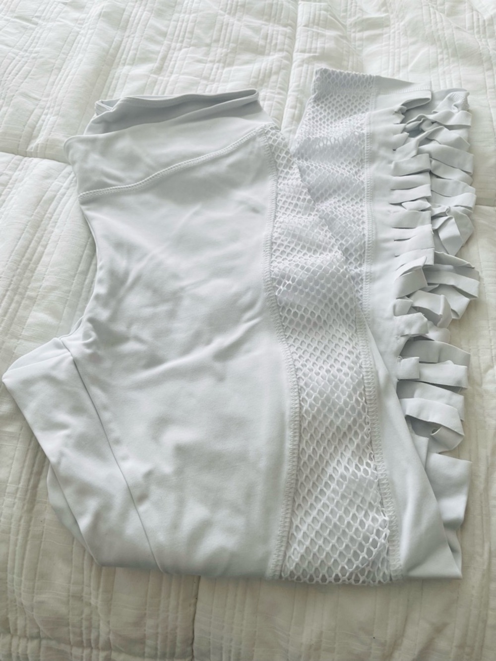 Women's White Active Mesh Detail Leggings